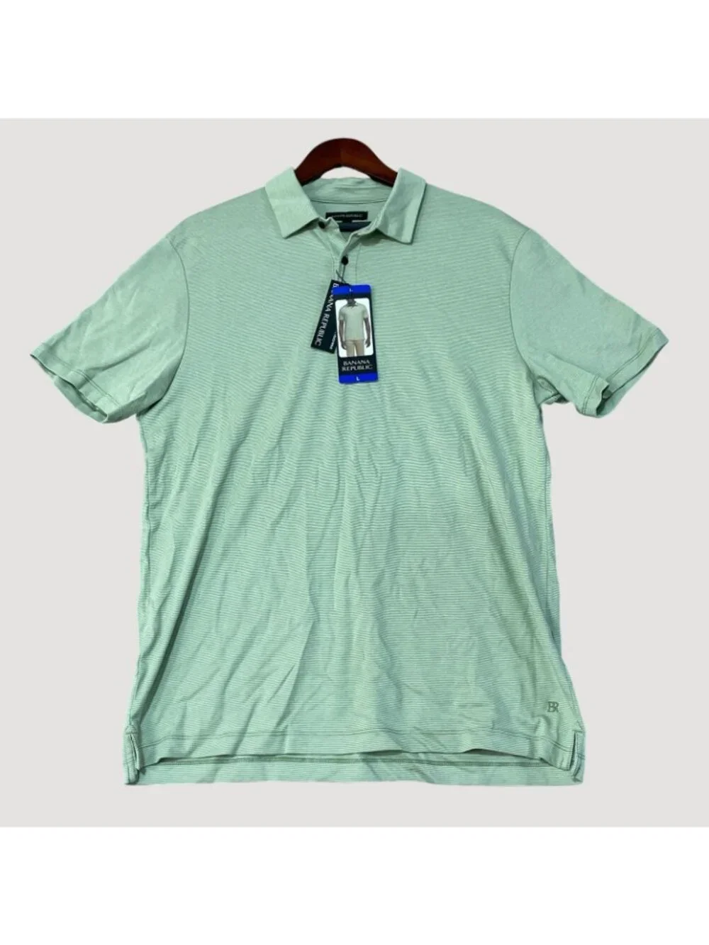NWT Banana Republic Men's L Luxe Touch Polo Shirt Green Striped